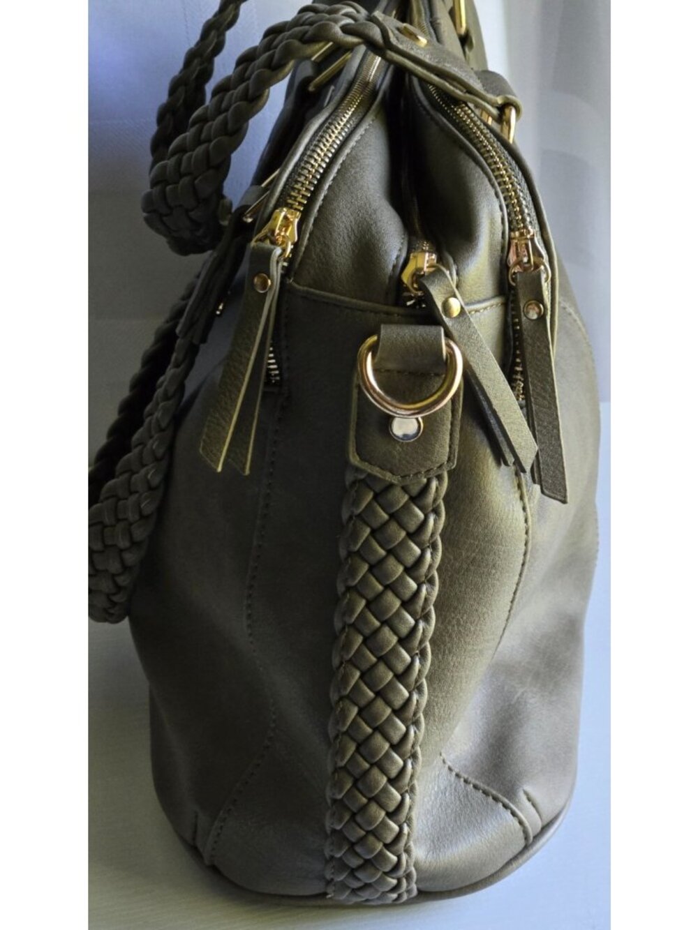 Antik Kraft Olive Green Soft Vegan Leather Crossbody Bag Adjustable 3 Sections - Picture 5 of 13